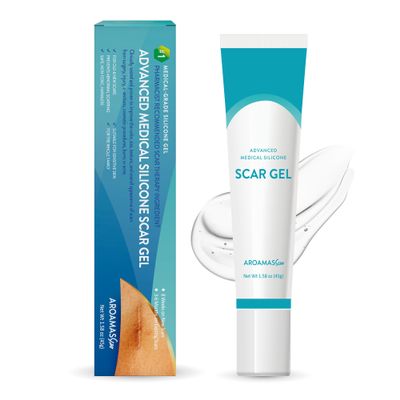 Aroamas Scar Advanced Scar Gel - Medical-Grade Silicone Scar Gel to Help Improve The Appearance of Scars and Stretch Marks for Face & Body - 45g