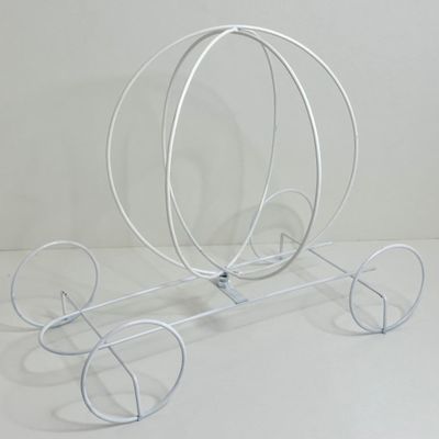 12 Inch White Wire Metal Pumpkin Carriage Centerpiece