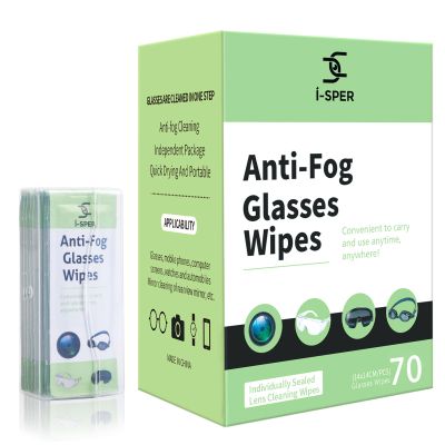 70 Count Anti Fog Lens Wipes for Eyeglasses, Pre-Moistened Individual Wrapped Glasses Wipes Lens Cleaner, with a Carrying Box, Defogging Screen Wipes for Eyeglasses, Sunglass, Goggles, Camera Lens
