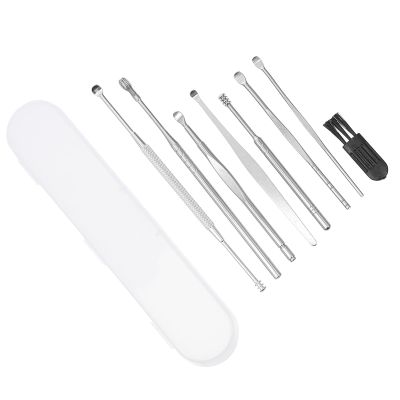1set Stainless Steel Ear Cleaning Tools Ear Picks Rotation for Removal Portable Plastic Box Included for Family and Travel Use