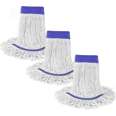 Loop End Commercial String Mop Head, String Cotton mop Heads, 6 Inch Headband, Mop Head Replacement for Home, Highly Absorbent,Industrial and Commercial Use (3-White)