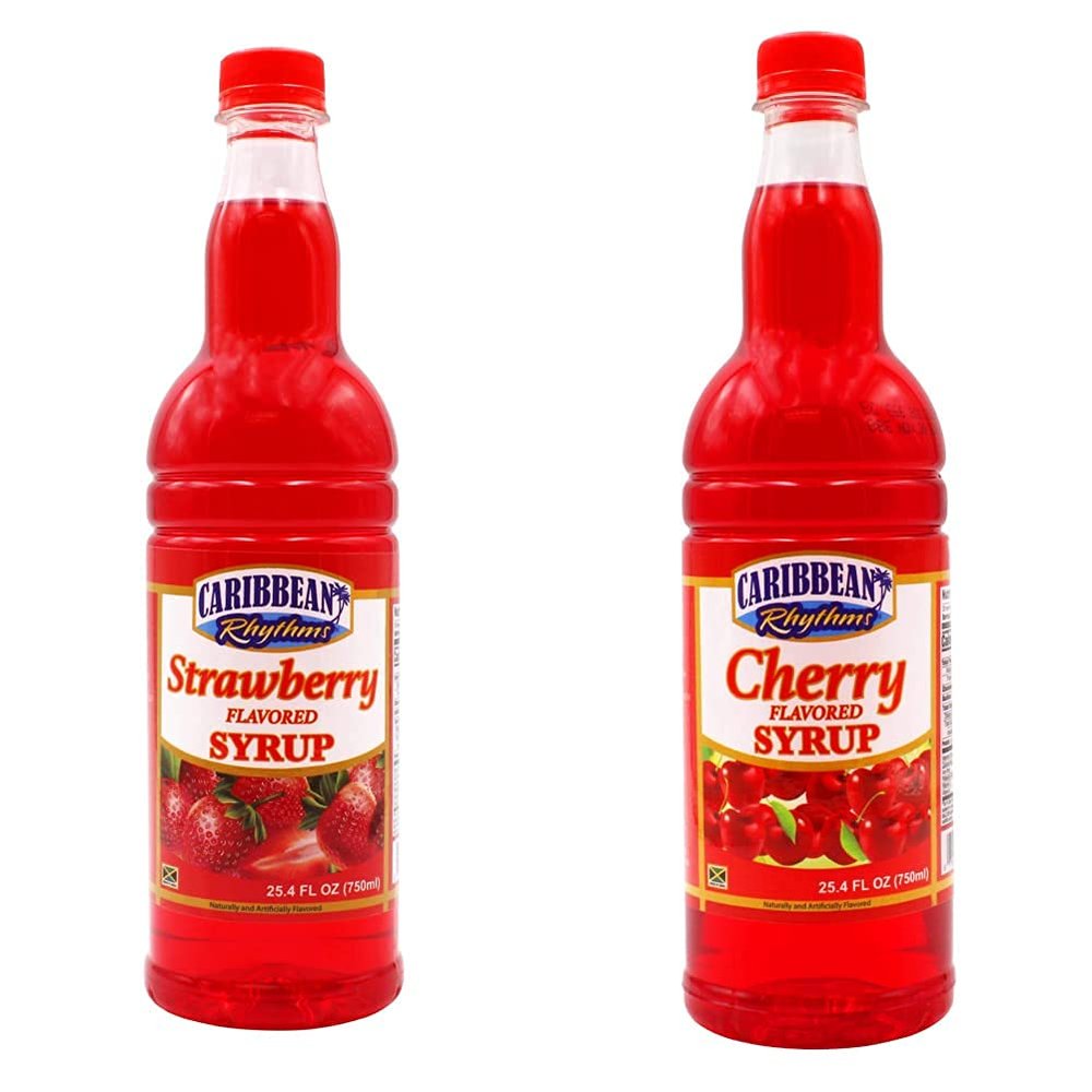 CARIBBEAN RHYTHMS Syrups - Strawberry + Cherry 25.5 4 fl oz bottles