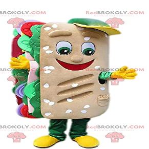 SPOTSOUND REDBROKOLY Mascot giant sandwich with bread and raw vegetables