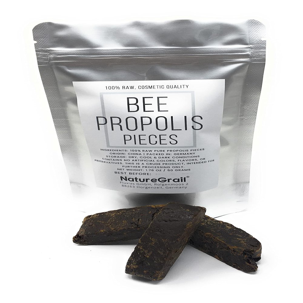 100% Raw Pure Bee Propolis Pieces - 100% Raw, Cosmetic Quality, Big Propolis Chunks - Net Weight: 1.76oz/50g