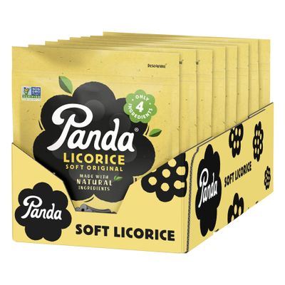 Panda | Natural Soft Original Licorice | Pure Panda Black Licorice Candy Made with Only 4 Natural Ingredients | Non-GMO Project verified | Vegan & Fat Free | 200 G - 7 OZ x 8 Resealable Bags Pack