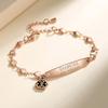mnmoom medical alert bracelets for women 6.5-8 inch adjustable heart links medical bracelets with engraved diabetes on insulin-Rose gold view 2