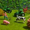 12 Pieces Tractor Cake Topper Set with Tree Farmer Fences Mini Barn Animal Figurines for Farm Animal Theme Party Birthday Party Decorations view 4
