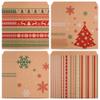100 Pieces Christmas Kraft Treat Bags Holiday Goody Buffet Paper Bags for Xmas Party Supplies,4 Styles view 1