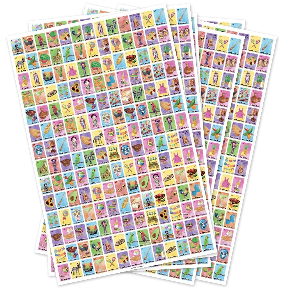 6 Loteria Fiesta Wrap Paper Sheet Rolls in Spanish - Glossy Finnish