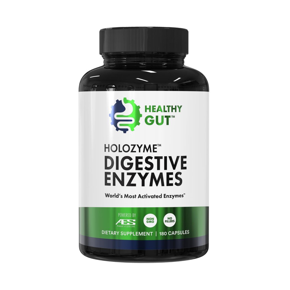 Healthy Gut HoloZyme Max Strength Digestive Enzymes | Inulinase, Amyloglucosidase & Invertase for FODMAP Support | Protease, Amylase & Lactase for Bloating, Gas & Indigestion Relief | 90 Servings