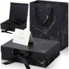 Zonon Black Marbling Valentine Day Luxury Gift Box with Lid and Ribbon 9 x 7 x 3'' Gift Bag with Greeting Card Tissue Paper for Valentine Day Decoration Wedding Birthday Party Favor Present Supplies view 1
