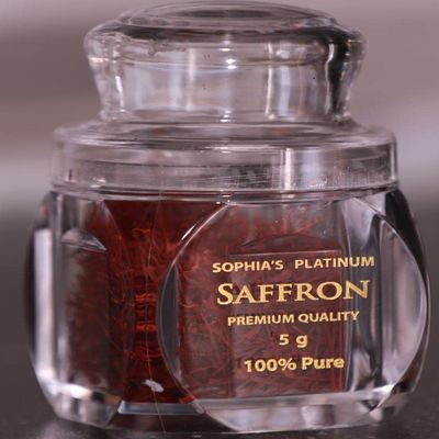 Sophia's Platinum Saffron Sophias Saffron-10 gram (2 Packs of 5 Gram) Grade-A Pure Organic Afghan Saffron, Non-GMO, Having No Preservatives,adds Color, Taste & Aroma,Milk and Desserts Red 10x6x6
