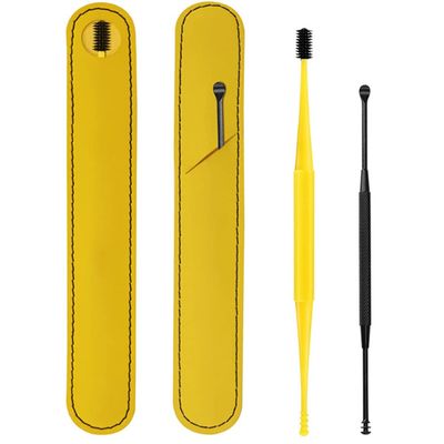 AKOAK 1 Set Soft Silicone Double Head Ear Scoop Helix Ear Rod 360-Degree Rotary Scrubber Ear Cleaning Tool is Suitable for Dry and Oily Earwax