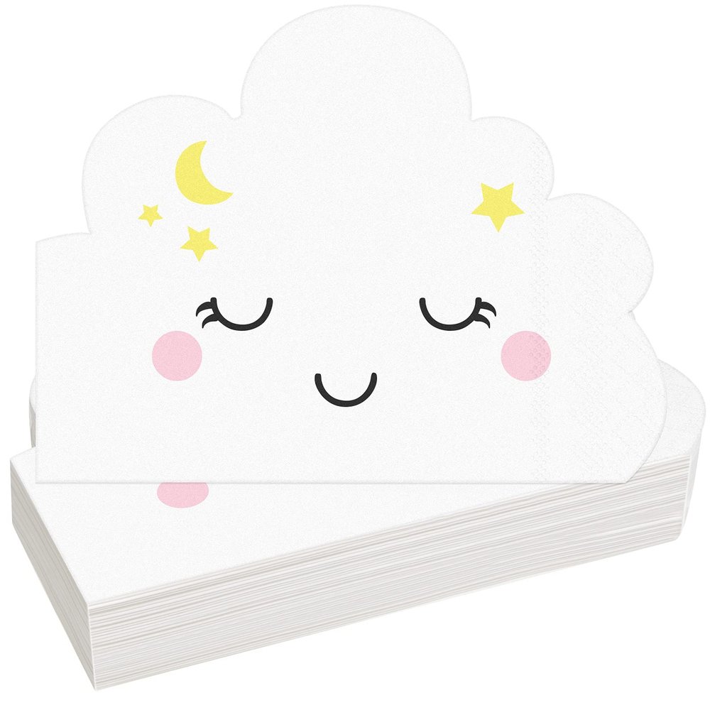 80 Sheets Cloud Paper Napkins Baby Shower Napkins for Birthday Gender Reveal Cloud Party Decorations, 6.7 x 5.5 Inch