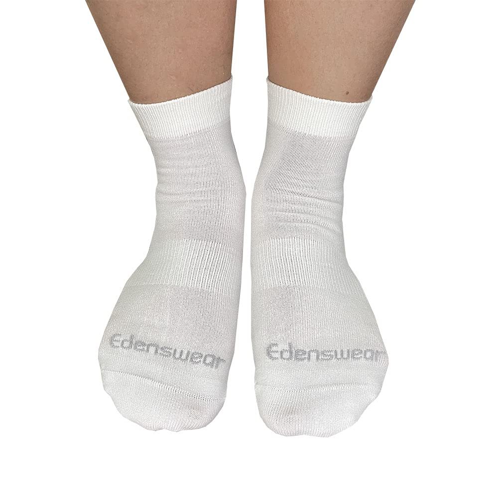 Edenswear Zinc-Infused Moisturizing Tencel Socks for Adult with Eczema (White,M)