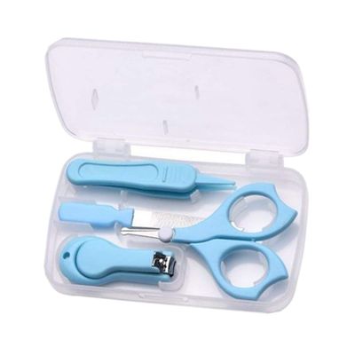 Hacent 4-in-1 Baby Grooming Kit with Safety Baby Nail Clippers, Nail File, Nail Scissors & Tweezers, Beauty Care Suits for Girls and Boys, Newborn, Toddler & Infant (Blue)