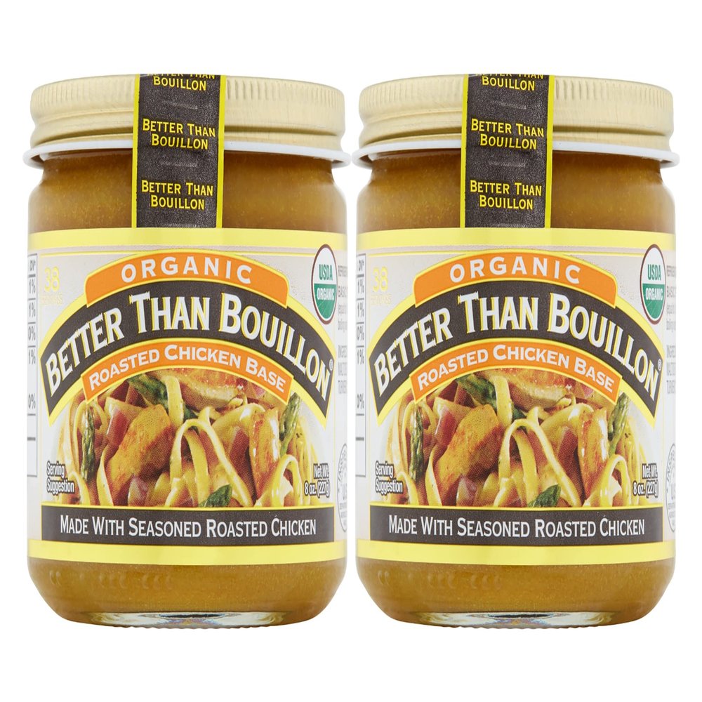 Better Than Bouillon Organic Roasted Chicken Base, Made with Seasoned Roasted Chicken, USDA Organic, Contains 38 Servings Per Jar 8 Ounce (Pack of 2)