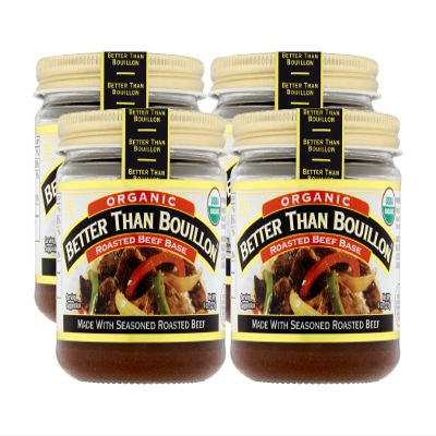 Better Than Bouillon Organic Roasted Beef Base, Made with Seasoned Roasted Beef, USDA Organic, Blendable Base for Added Flavor, 38 Servings Per Jar 8 Ounce (Pack of 4)