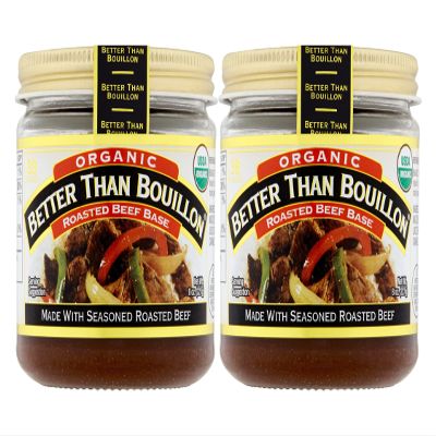 Better Than Bouillon Organic Roasted Beef Base, Made with Seasoned Roasted Beef, USDA Organic, Blendable Base for Added Flavor, 38 Servings Per Jar 8 Ounce (Pack of 2)