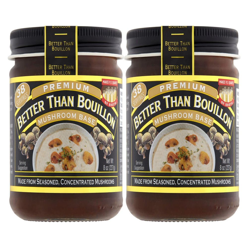 Better Than Bouillon Premium Mushroom Base, Made from Seasoned & Concentrated Mushrooms, Makes 9.5 Quarts of Broth, 38 Servings 8 Ounce (Pack of 2)