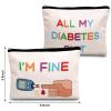 2 Pieces Diabetic Supplies All My Diabetes Funny Organizer Travel Bag Canvas Bag Diabetic Emergency Canvas Bag Toiletry Make up Zipper Pouch Case for Women Grandma Grandpa Mom Dad Christmas Presents view 2