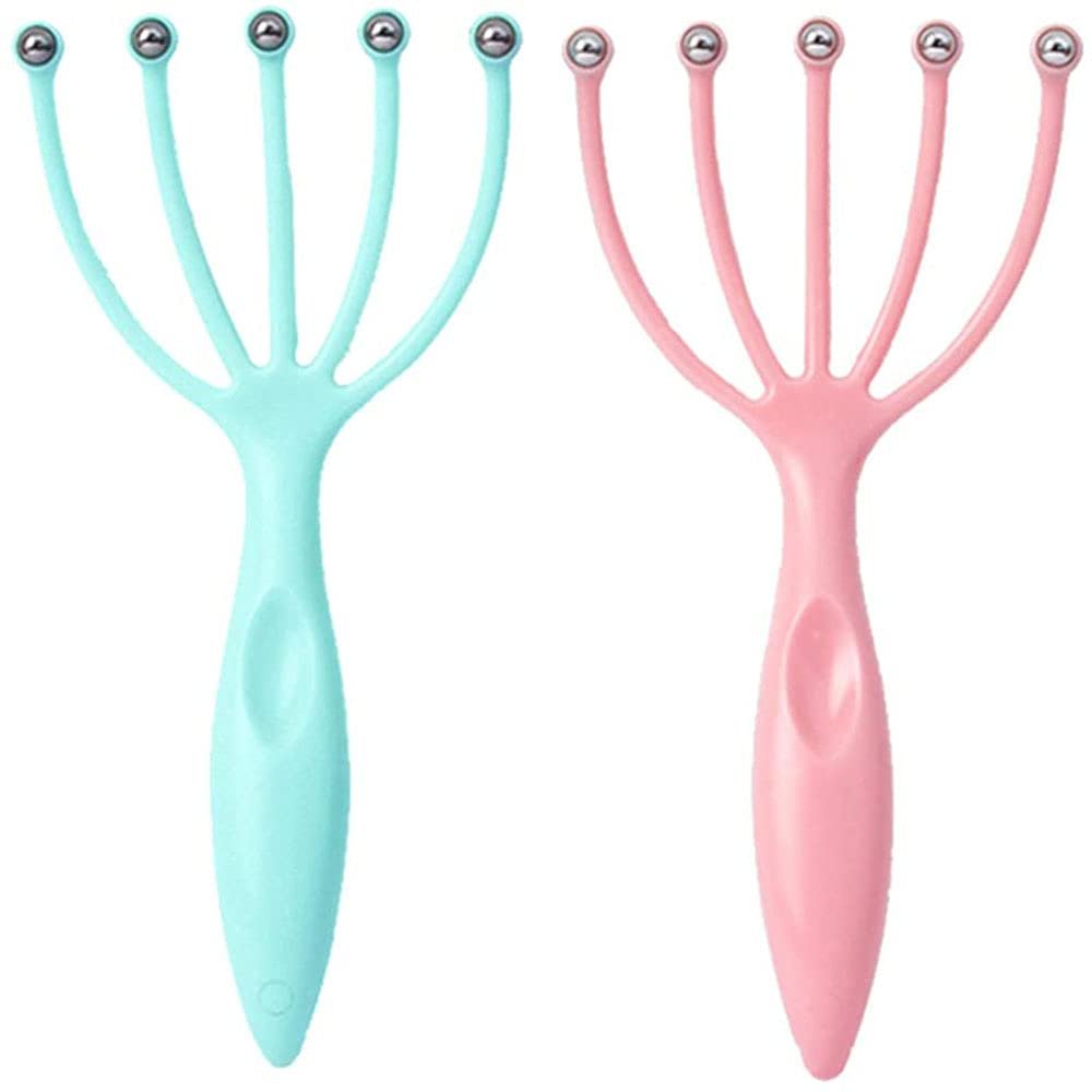 SagaSave Scalp Massager,2PCS Handheld Claw Head Massager for Deep Relaxation & Stress Reduction in The Office Home SPA(Blue+Pink)