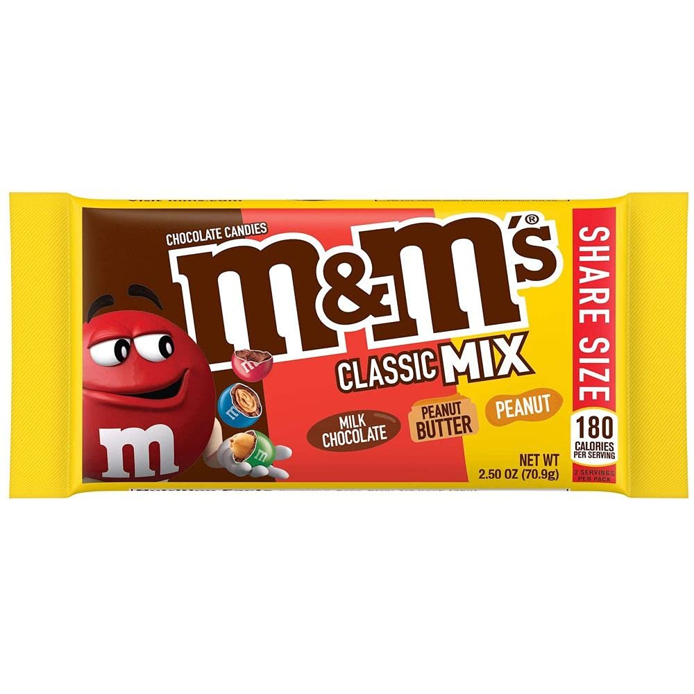 M and MS Milk Chocolate Peanut Butter and Peanut Chocolate Candy - Classic Mix, 2.5 Ounce - 108 per case.