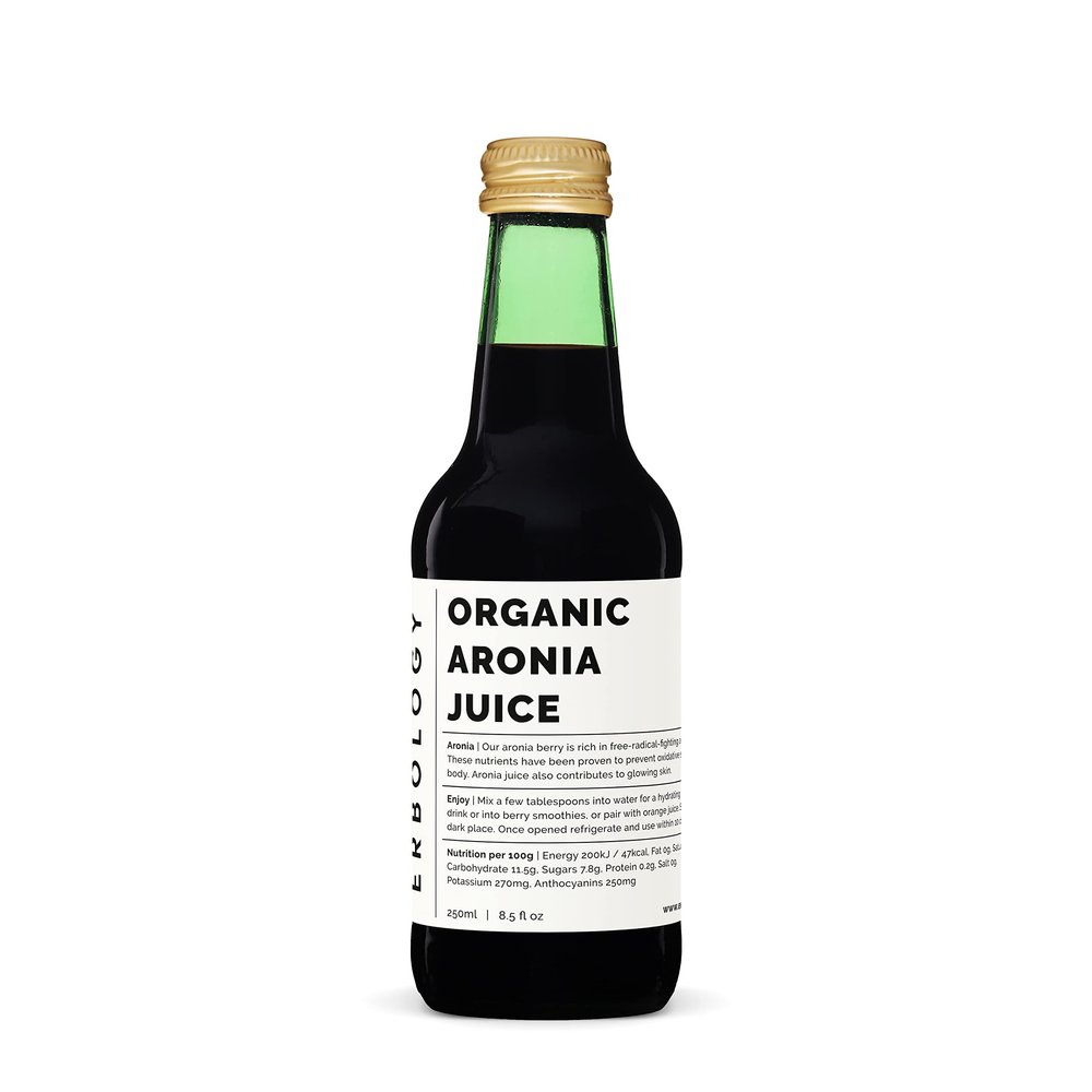 100% Organic Aronia Berry Juice 8.5 fl oz (Box of 6) - Supports Skin Health - Rich in Antioxidants - Straight from Farm - Undiluted - No Added Sugar or Preservatives - Non-GMO - Recyclable Glass