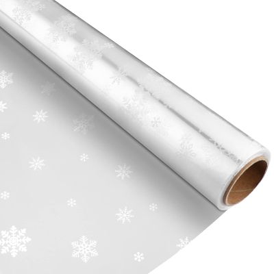 Snowflake Cellophane Wrap Roll| 2. 5 Mil Thickness Christmas Wrap Cellophane Cello Rolls for Christmas Baskets Flowers Wrapping (3000x43cm)