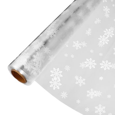 Christmas Cellophane Wrap Roll| 3 Mil Thickness Snowflake Wrap Cellophane Cello Rolls for Christmas Baskets Flowers Wrapping (3000x86cm)