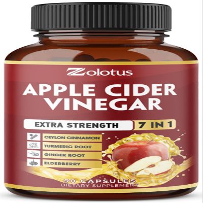 Zolotus 7 in 1 Apple Cider Vinegar Capsules, 3 Month Supply with Ceylon Cinnamon, Ginger Root, Turmeric, Elderberry for Supports Digestion, Immune, 90 Capsules