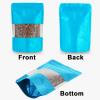 100 Pieces Resealable Mylar Bags, Stand Up Smell Proof Bags with Matte Window, Zipper Lock Foil Pouch Packaging (Blue, 4 X 6 Inch) view 4