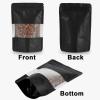 100 Pieces Resealable Mylar Bags, Stand Up Smell Proof Bags with Matte Window, Zipper Lock Foil Pouch Packaging (Black, 3.5 X 5.1 Inch) view 3