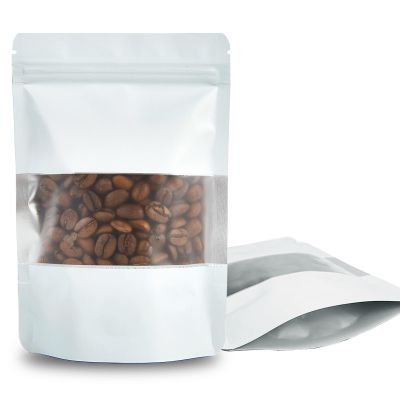 100 Pieces Resealable Mylar Bags, Stand Up Smell Proof Bags with Matte Window, Zipper Lock Foil Pouch Packaging (White, 3.5 X 5.1 Inch)