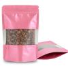 100 Pieces Resealable Mylar Bags, Stand Up Smell Proof Bags with Matte Window, Zipper Lock Foil Pouch Packaging (Pink, 3.5 X 5.1 Inch) view 1