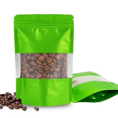 100 Pieces Resealable Mylar Bags, Stand Up Smell Proof Bags with Matte Window, Zipper Lock Foil Pouch Packaging (Green, 4 X 6 Inch)