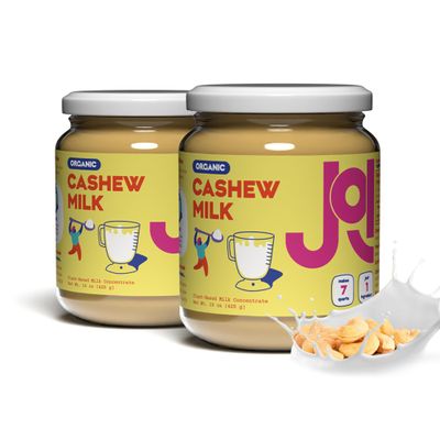 JOI Unsweetened Organic Cashew Milk Base Concentrate - Vegan, Kosher, Keto-Friendly. 2 Pack in Glass Jars, Makes 14 quarts. Perfect for smoothies and homemade milk. Sugar free, zero additivies, no seed oils. Tastes like Cashews.