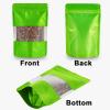 100 Pieces Resealable Mylar Bags, Stand Up Smell Proof Bags with Matte Window, Zipper Lock Foil Pouch Packaging (Green, 3.5 X 5.1 Inch) view 3