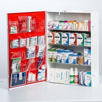 UniShield Restaurant Metal First Aid Cabinet, Wall Mountable (Class A with Tablets, 4 Shelf)