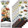 100 Pcs Cellophane Treat Bags Party Gift Candy Goodie Favor Bags with 100 Silver Twist Ties for Gift Wrapping Children Birthday Party Baby Shower Decor view 1