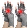 (2 Pairs Black+2 Pairs Grey Glue dot ) Arthritis Compression Gloves - Relieve Arthritis, Rheumatoid, Osteoarthritis,Compression Gloves for Arthritis for Women & Men, Anti-Slip Glue dot Gloves for Work view 2