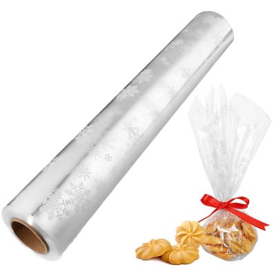 NUOBESTY Christmas Snowflake Cellophane Roll, 3 Mil Thickness Transparent Snowflake Cellophane Paper Christmas Wrapper Wrap Paper Baskets Ornaments (3000x86cm)
