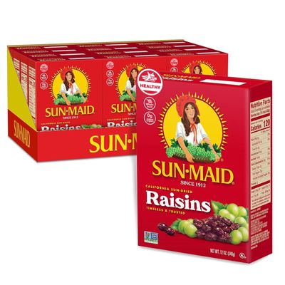 Sun-Maid California Sun-Dried Raisins - (12 Pack) 12 oz Sharing-Size Box - Dried Fruit for Healthy Snacks, School Lunches, and Natural Sweeteners
