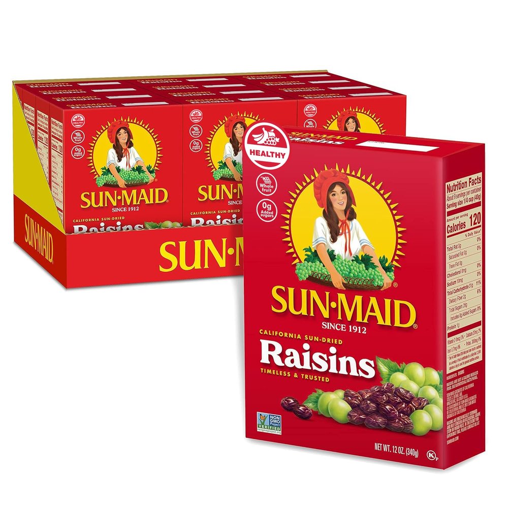 Sun-Maid California Sun-Dried Raisins - (12 Pack) 12 oz Sharing-Size Box - Dried Fruit for Healthy Snacks, School Lunches, and Natural Sweeteners
