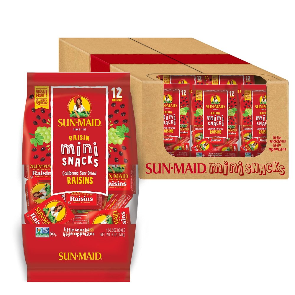 Sun-Maid California Sun-Dried Raisins - (144 Pack) 0.5 oz Snack-Size Box - Dried Fruit for Healthy Snacks, School Lunches, and Natural Sweeteners
