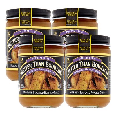 Better Than Bouillon Premium Roasted Garlic Base, Made with Seasoned Roasted Garlic, 38 Servings Per Jar, 8 Ounce (Pack of 4)