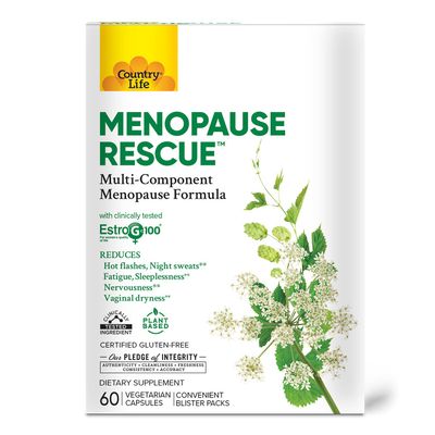 Country Life Menopause Rescue Multi-Component Menopause Formula Convenient Blister Packs Plant Based - Provides Complete Care of Major Menopausal Symptoms 60 Vegetarian Capsules