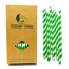 100 Pack Green And White Paper Drinking Straws, 7.75 Inches Green Striped Drinking Straw Cake Pop Stick view 1