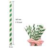 100 Pack Green And White Paper Drinking Straws, 7.75 Inches Green Striped Drinking Straw Cake Pop Stick view 2