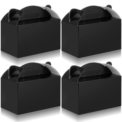 36 Pcs Party Favor Treat Boxes, Goodie Candy Gable Paper Gift Boxes with Handles for Birthday Wedding Shower Christmas Party Supplies, 6 x 3.5 x 3.5 Inches(Black)